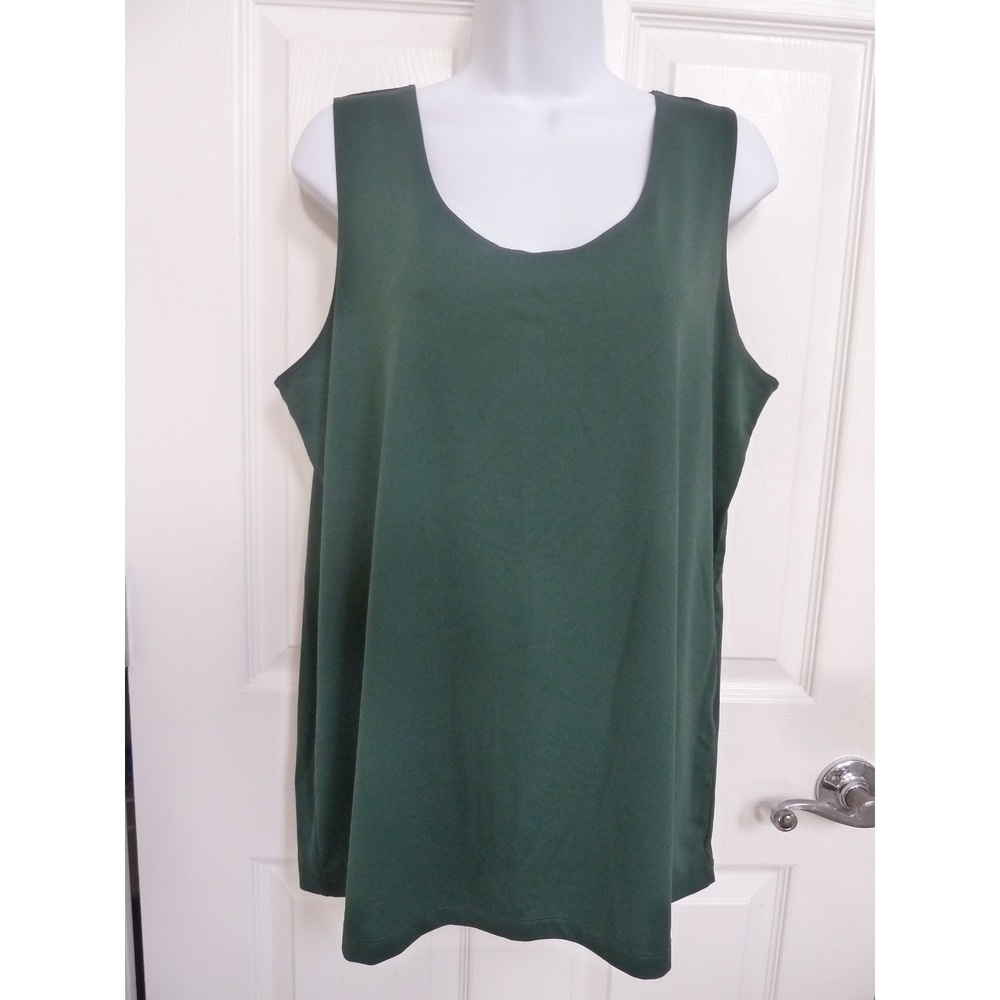 Chico's Size 4 XXL Forest Green Nylon Career Office Pullover Blouse Sleeveless